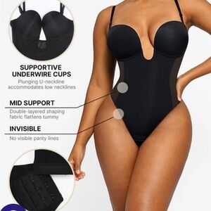 Black Plunge Bodysuit with Underwire